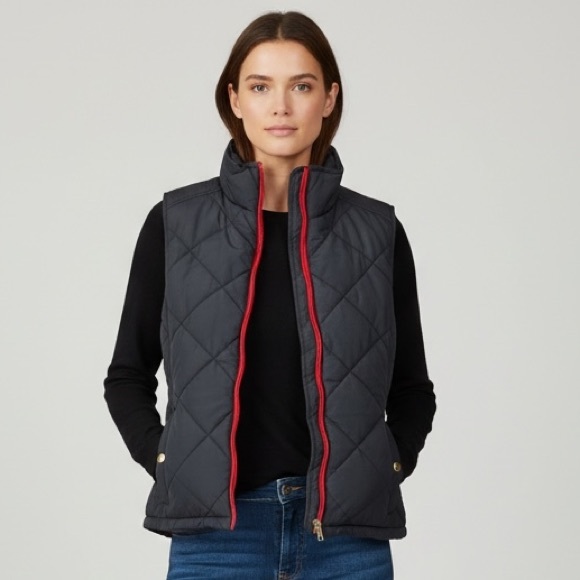 Lauren Ralph Lauren Denim - Lauren Ralph Lauren Black Quilted Vest with Red Trim